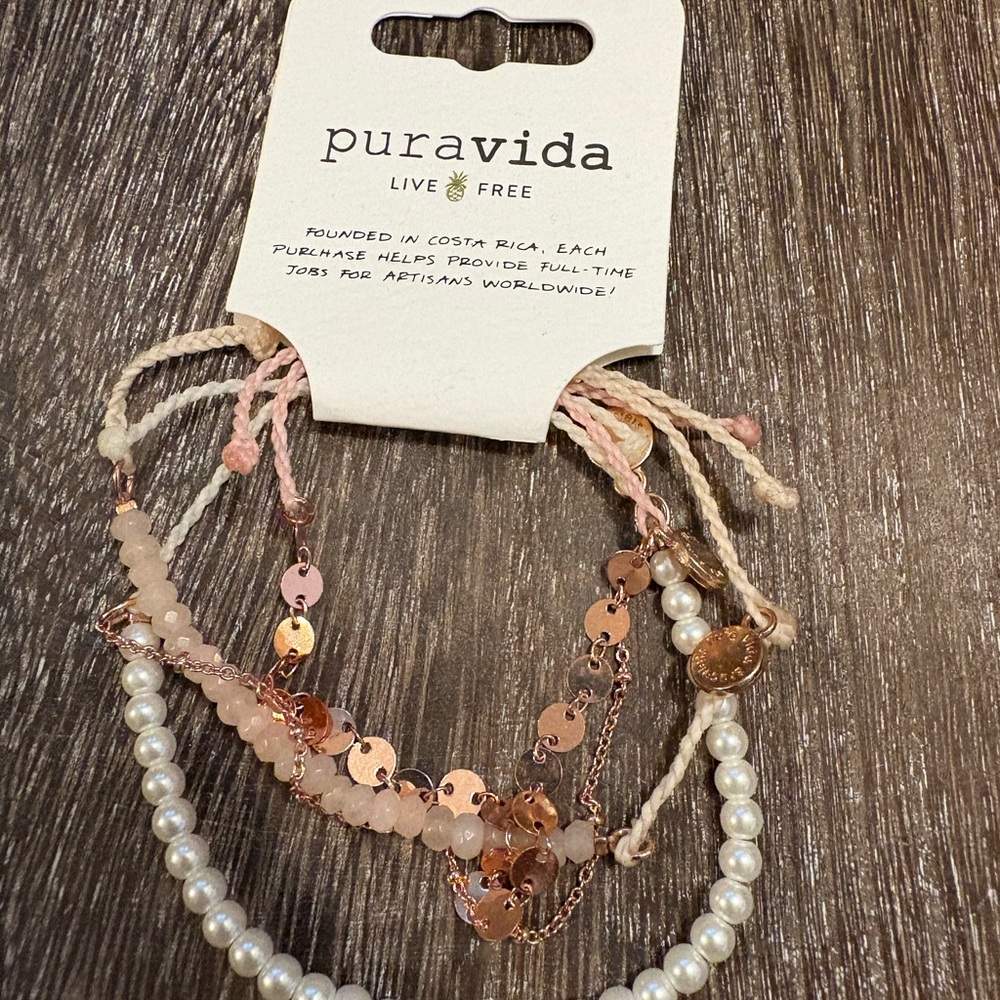 Pura Vida Gold and White Layered Bracelet